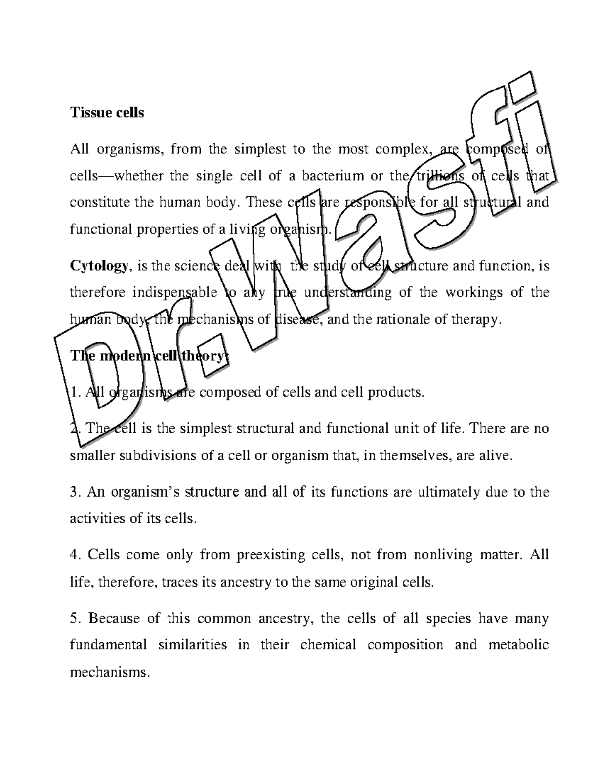 -2 - Anatomy - Tissue cells All organisms, from the simplest to the ...