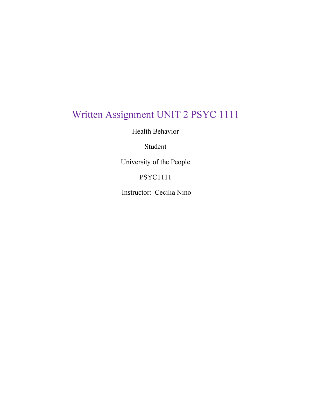 psyc 1111 written assignment unit 2