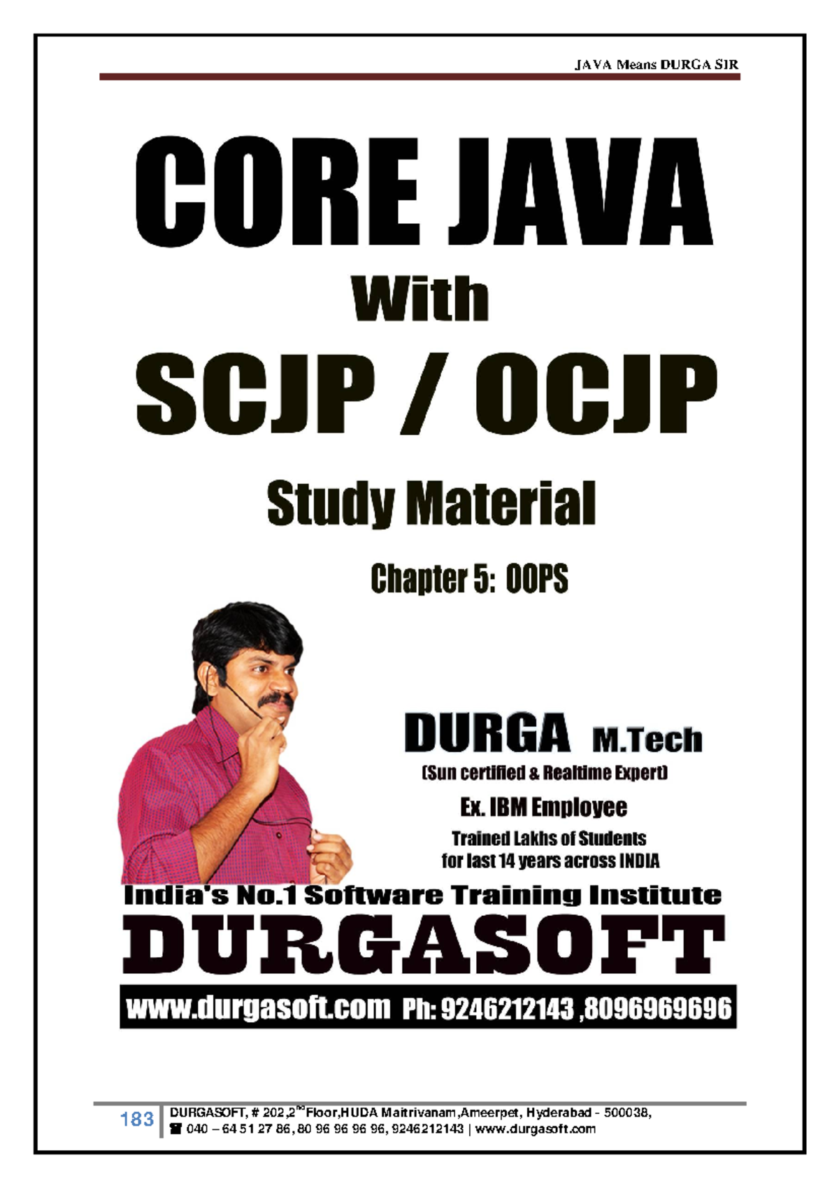 5. OOPS - JAVA NOTES - 183 DURGASOFT, # 202,2ndFloor,HUDA M aitrivanam ...
