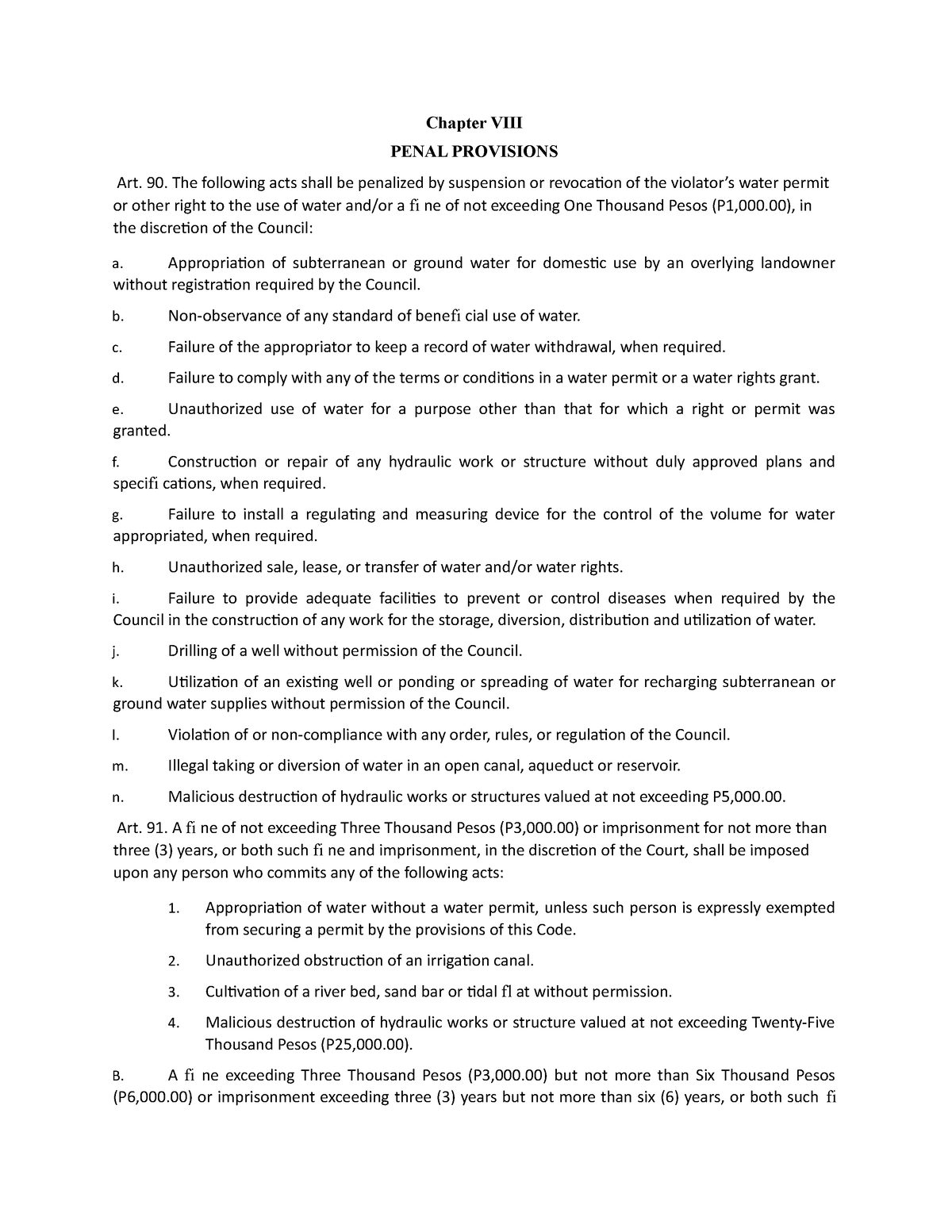 Property law m100 - Chapter VIII PENAL PROVISIONS Art. 90. The ...