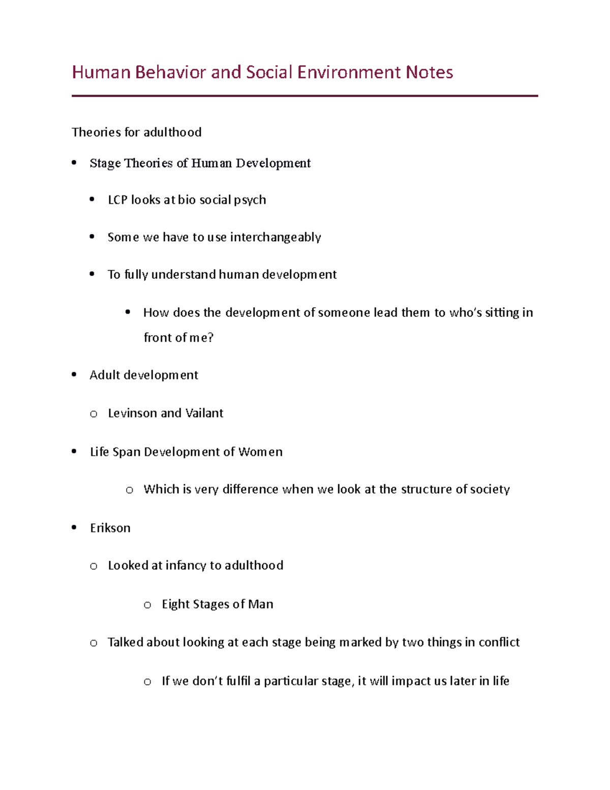 2019-12-5 Human Behavior And Social Enviroment Notes - Human Behavior ...