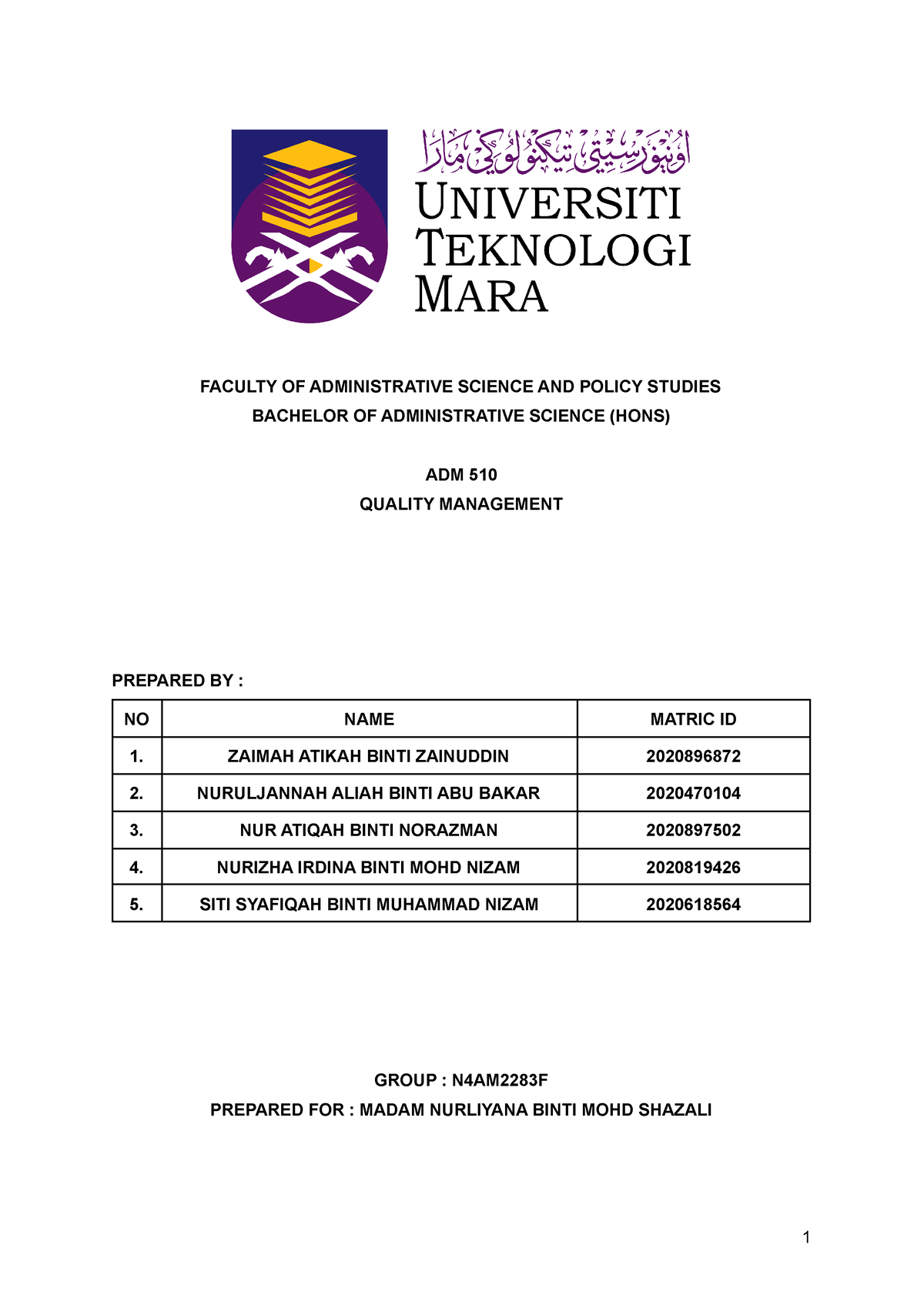 Case Study Topic 3 Group - FACULTY OF ADMINISTRATIVE SCIENCE AND POLICY ...