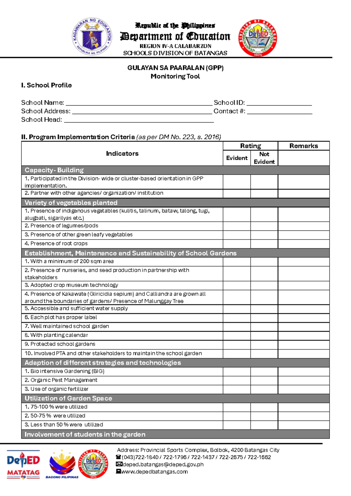 GPP Monitoring Tool 2024 - Republic of the Philippines Department of ...
