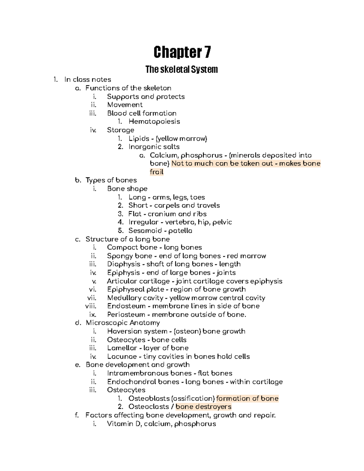 Anatomy And Physiology Chapter 7 - Chapter 7 The Skeletal System In ...