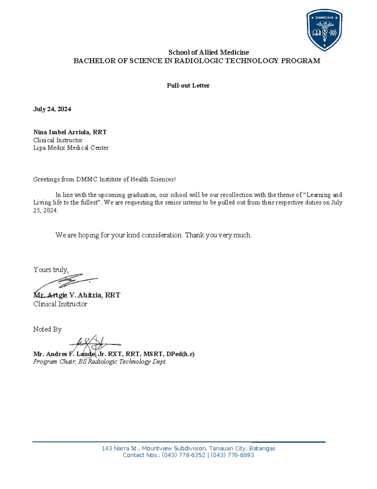 Pull out medix pull out form school of allied medicine bachelor of