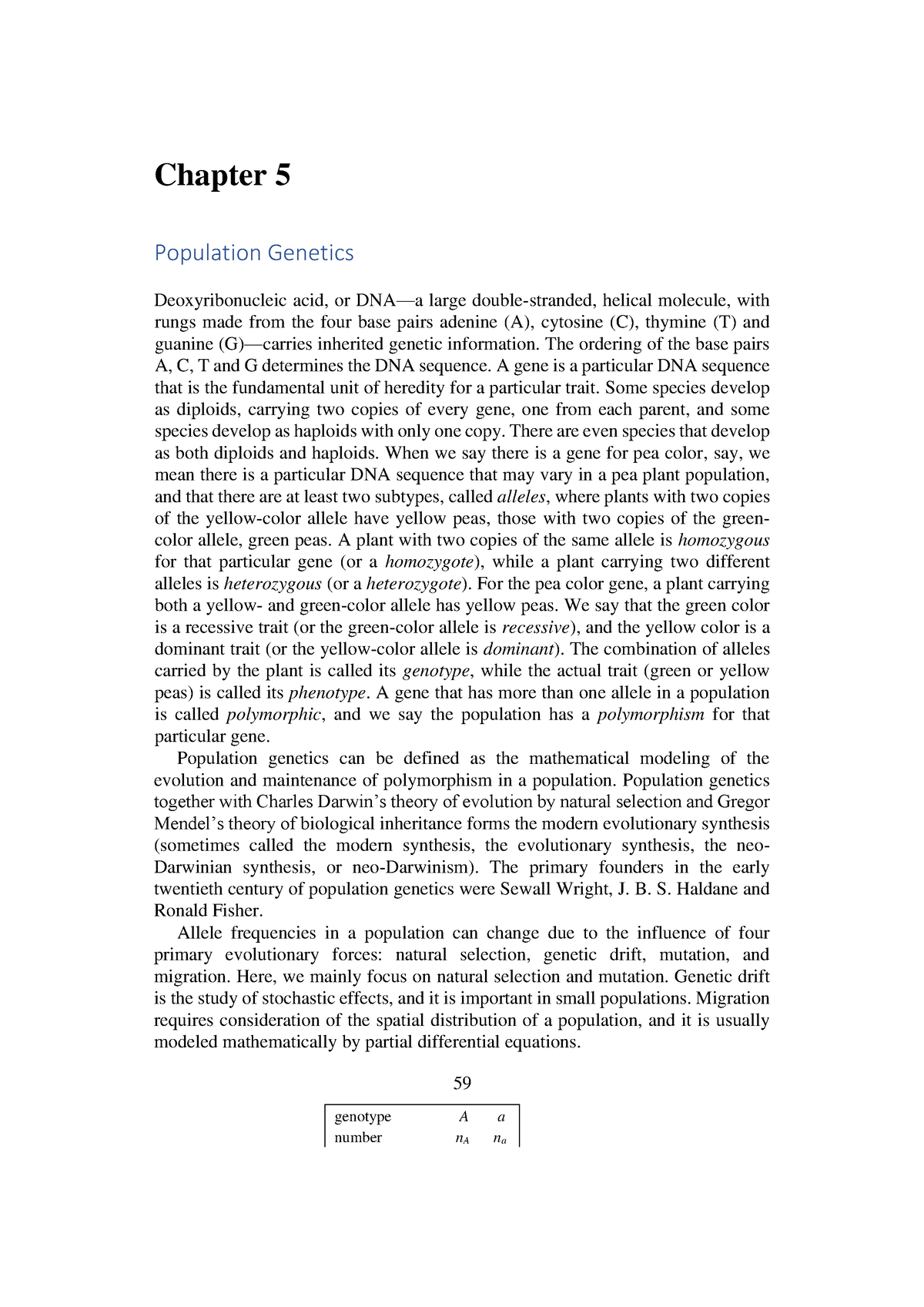 Population Genetics - Chapter 5 Population Genetics Deoxyribonucleic ...