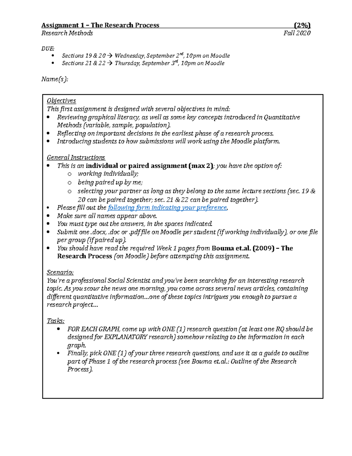 1 Research Process - Research Methods Fall 2020 DUE: Sections 19 & 20 ...