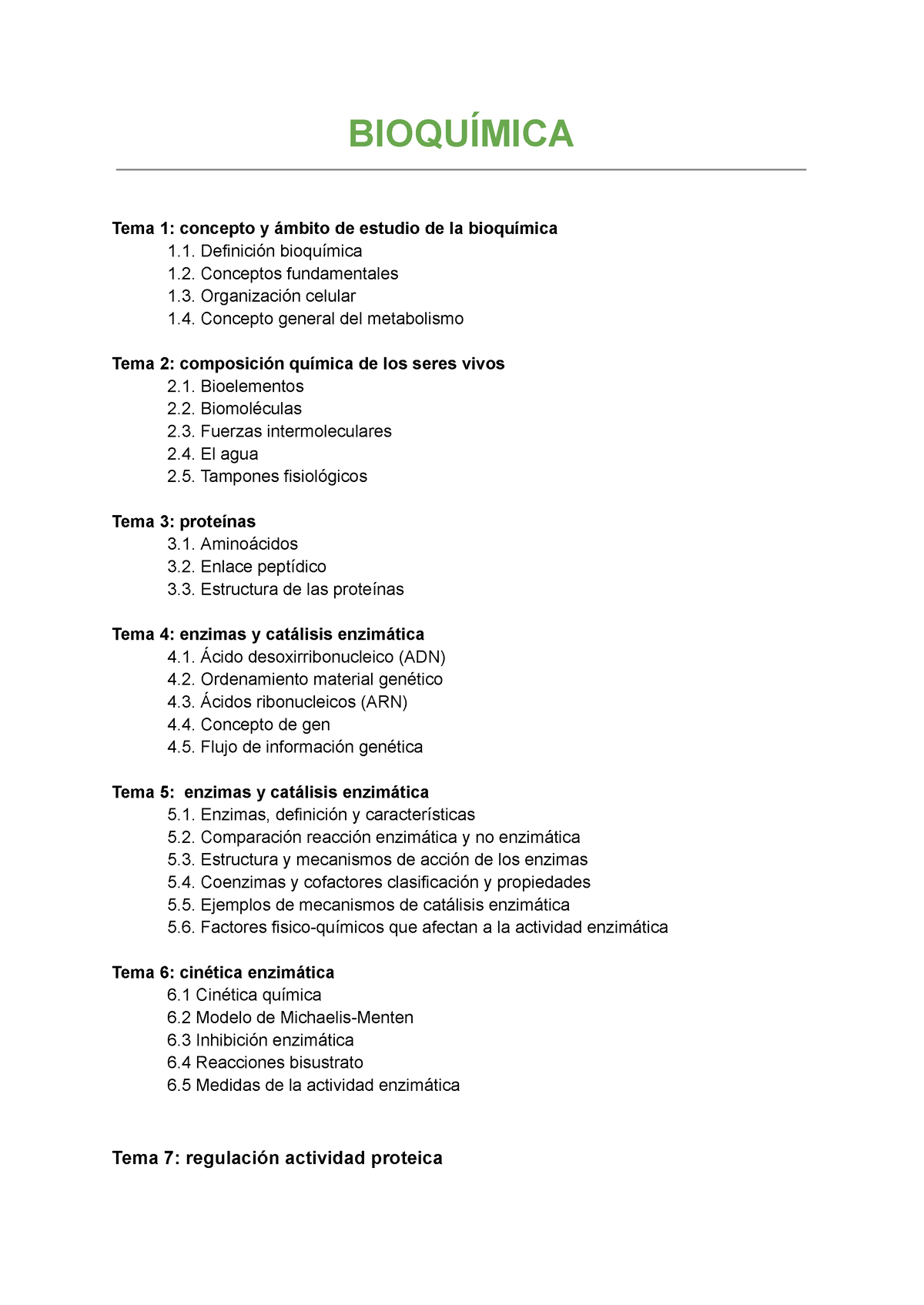 Bioquímica 1 Apuntes Bioquimica BioquÍmica Tema 1 Concepto Y