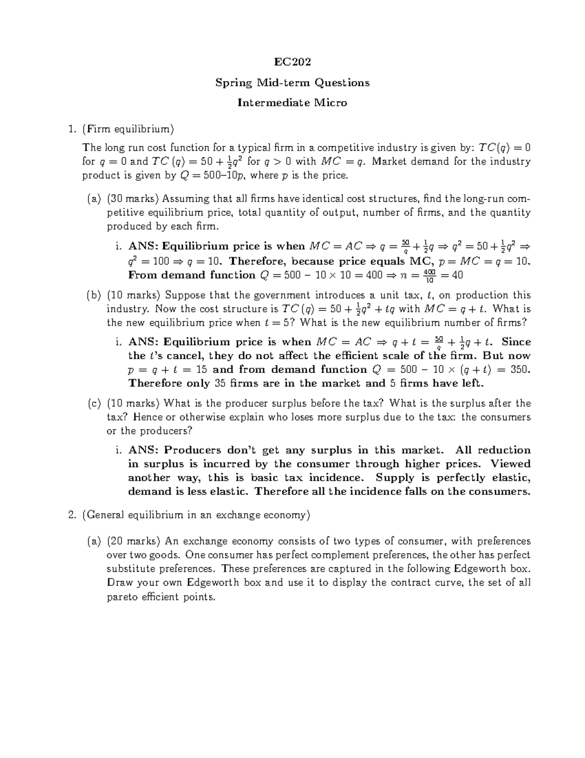 EC202 Spring Test Answers - EC Spring Mid-term Questions Intermediate ...