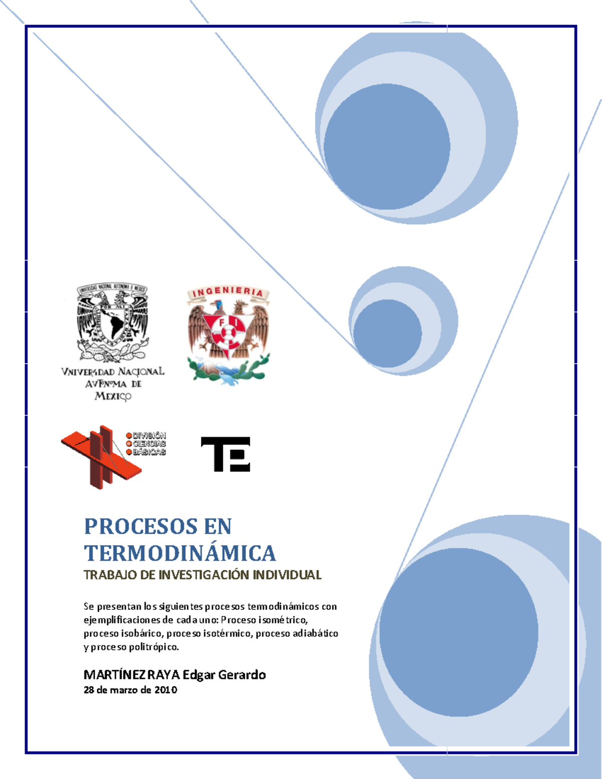 8-termodinámica Procesos - PROCESOS EN TERMODIN¡MICA TRABAJO DE ...