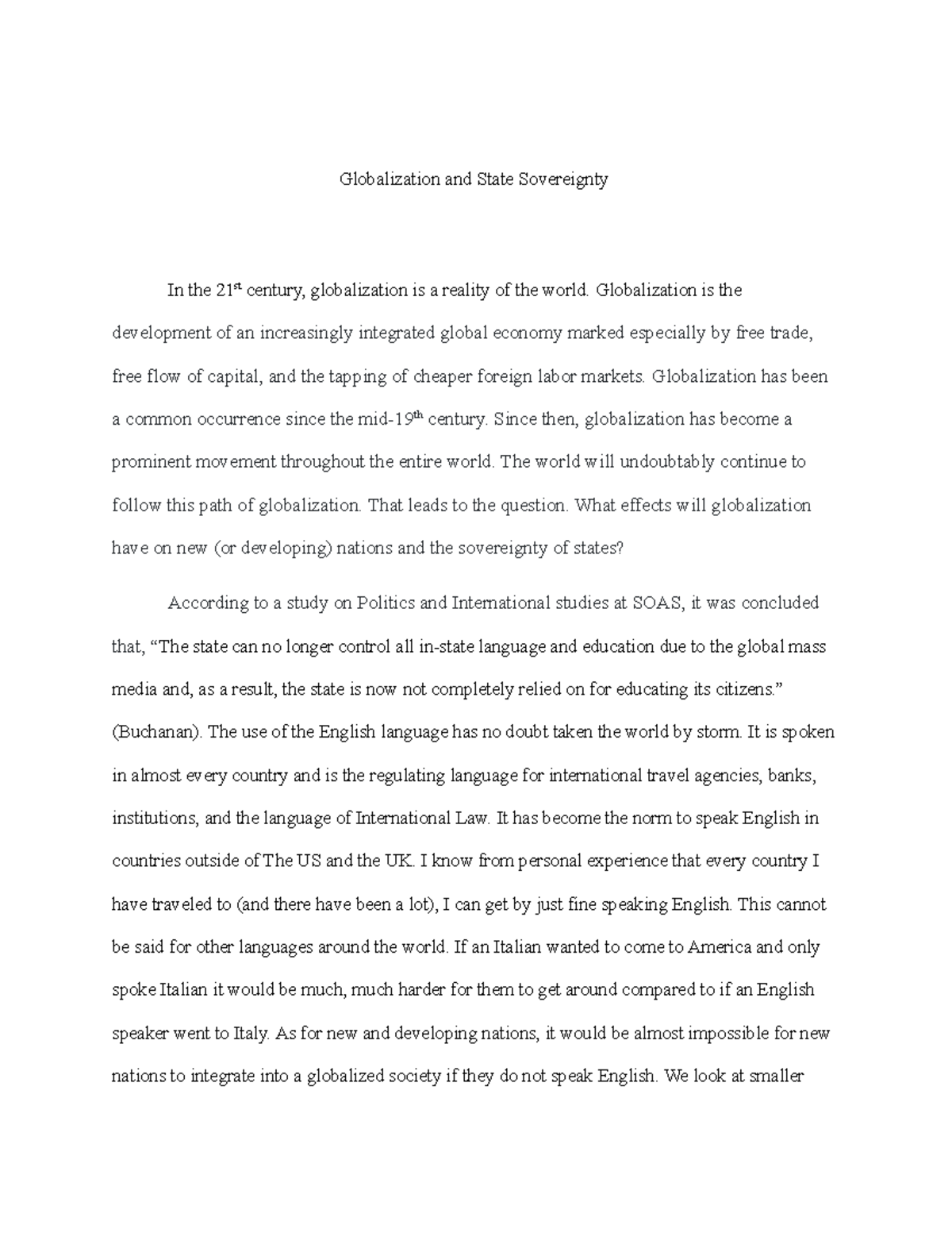 global statement essay example