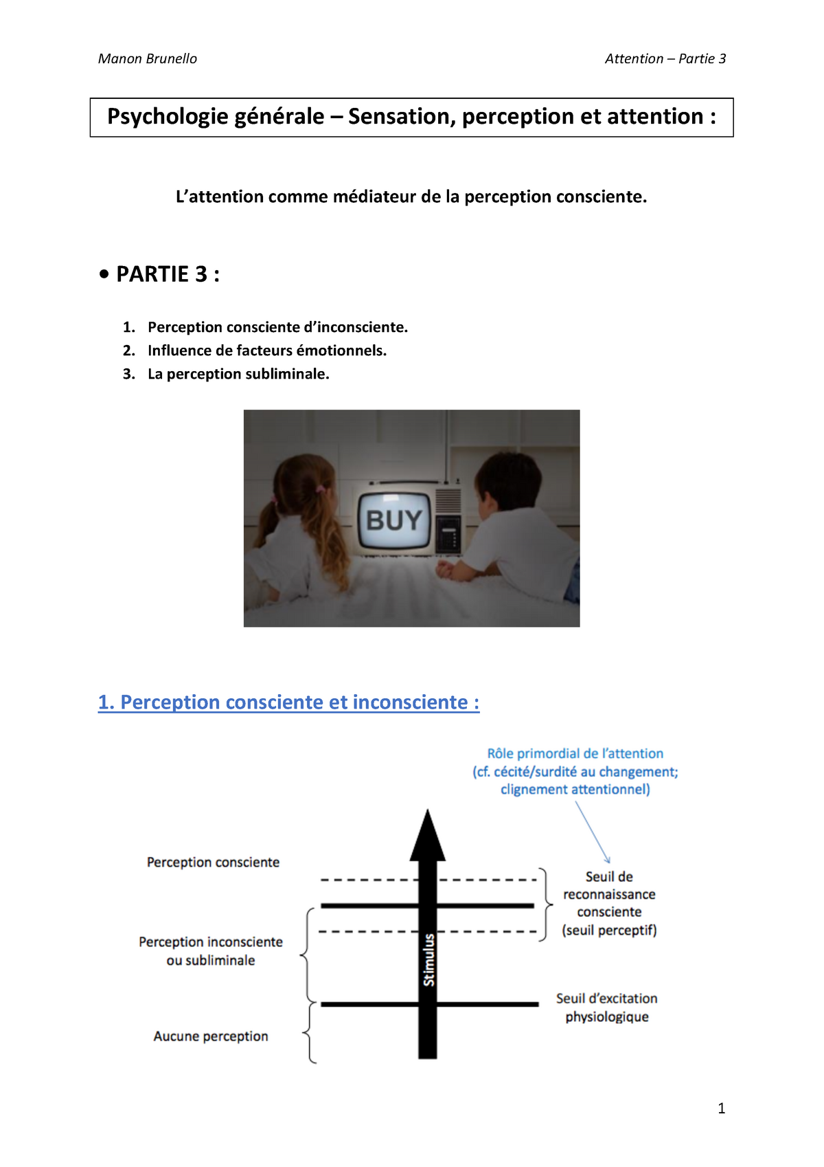 Psychologie Générale - Chapitre 3 (partie 3) - Sensation, Perception Et ...