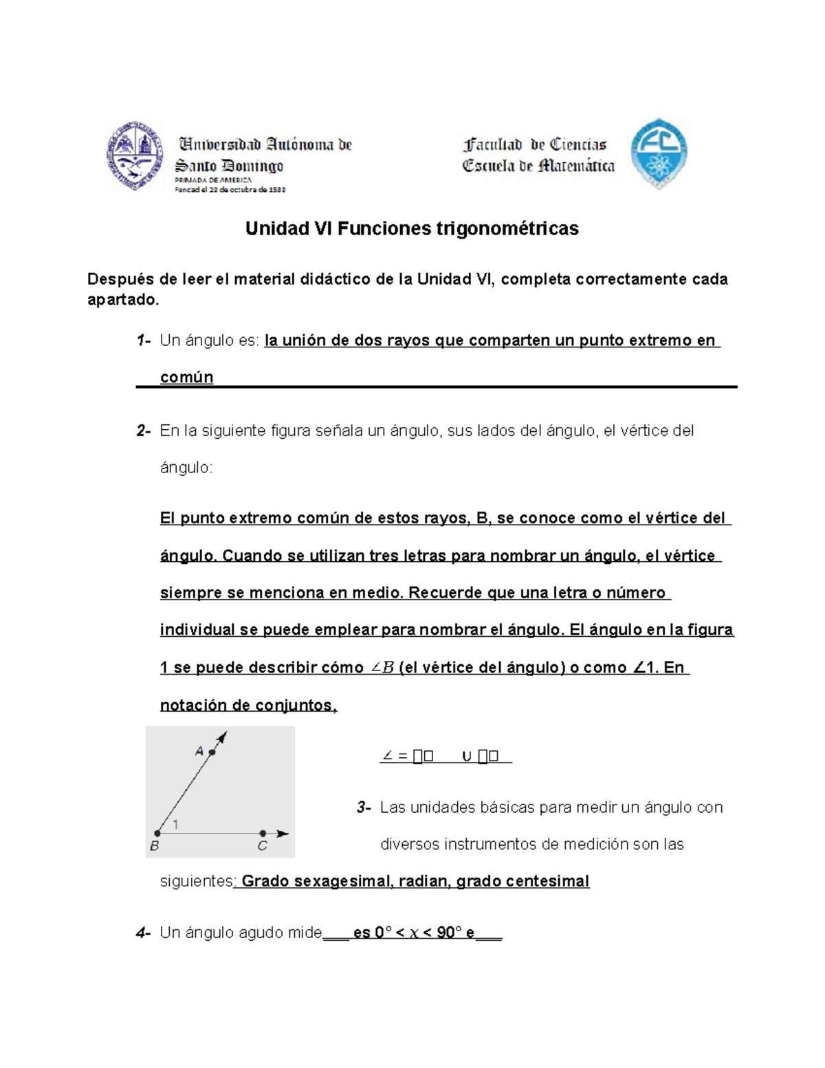 Completa y comprende Unidad 6 - Unidad VI Funciones trigonométricas ...