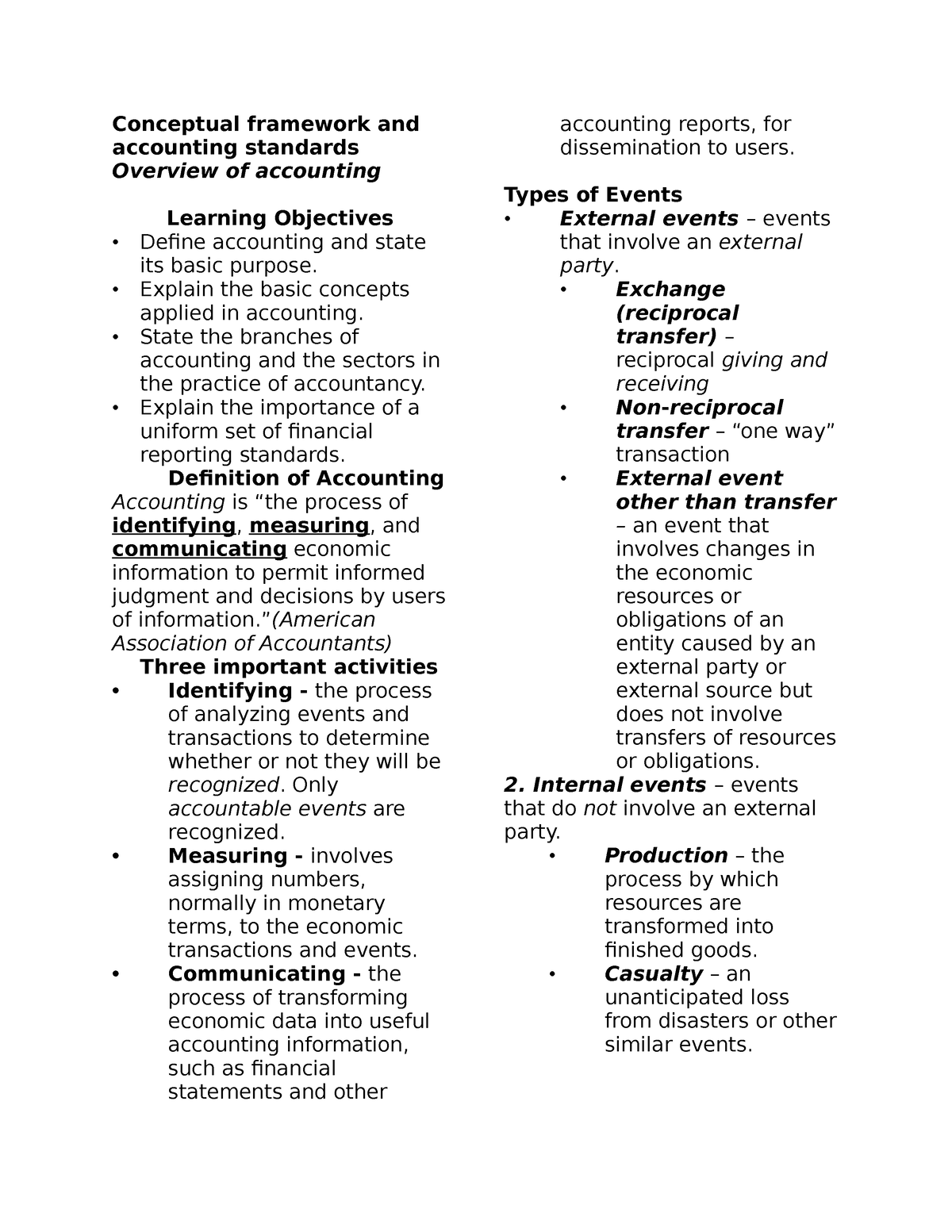 Overview Of Accounting CFAS - Conceptual Framework And Accounting ...