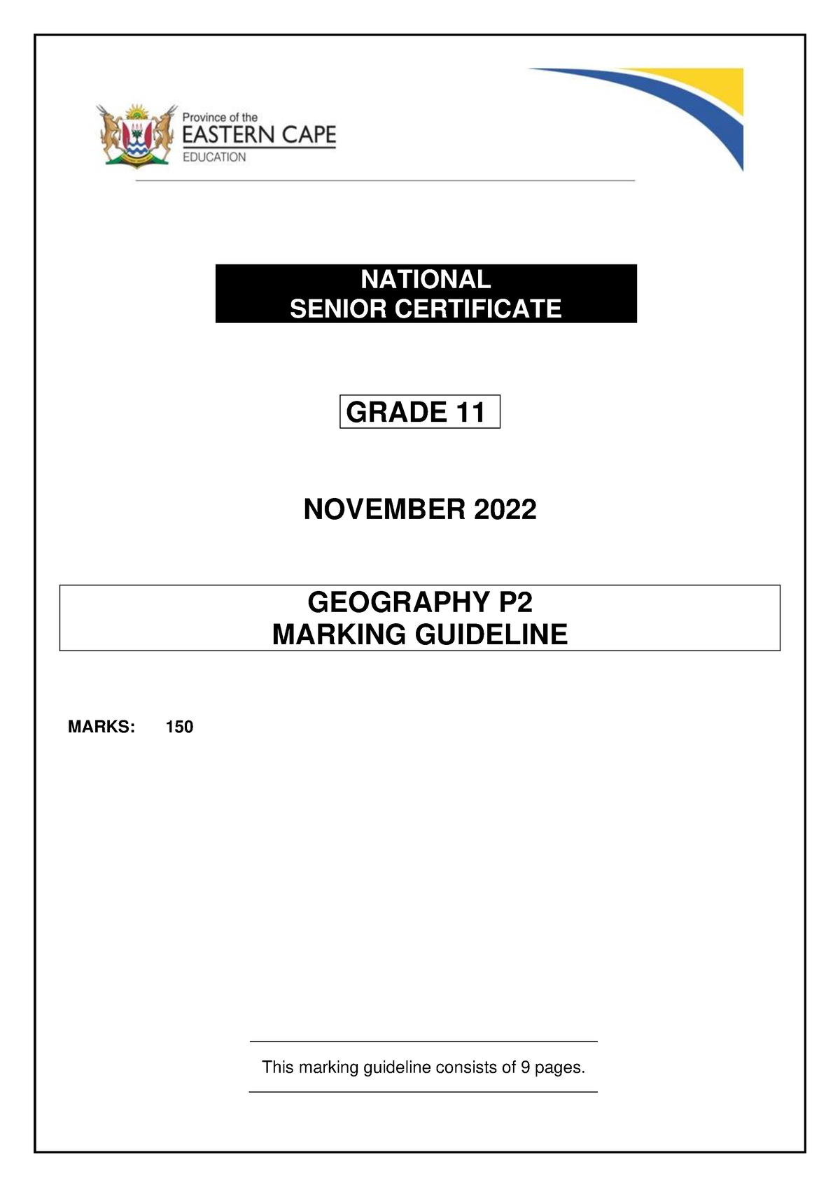 Geography P2 Memo Gr11 Nov2022 English National Senior Certificate Grade 11 November 202 2