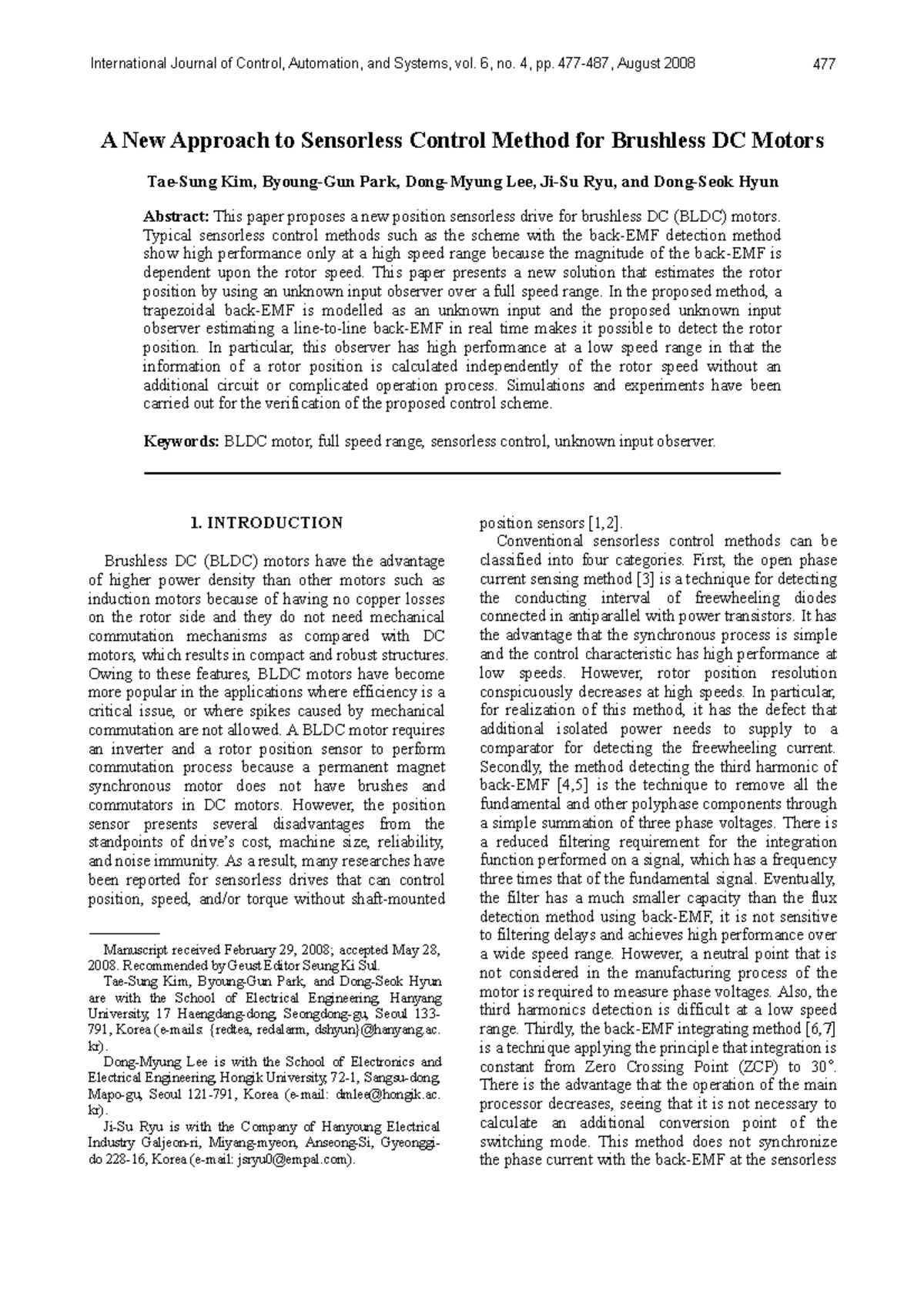 Sigmaland A New Approach to Sensorless Control Method for Brushless DC ...