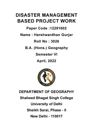 BA( Hons.) Geography - Delhi University - Studocu