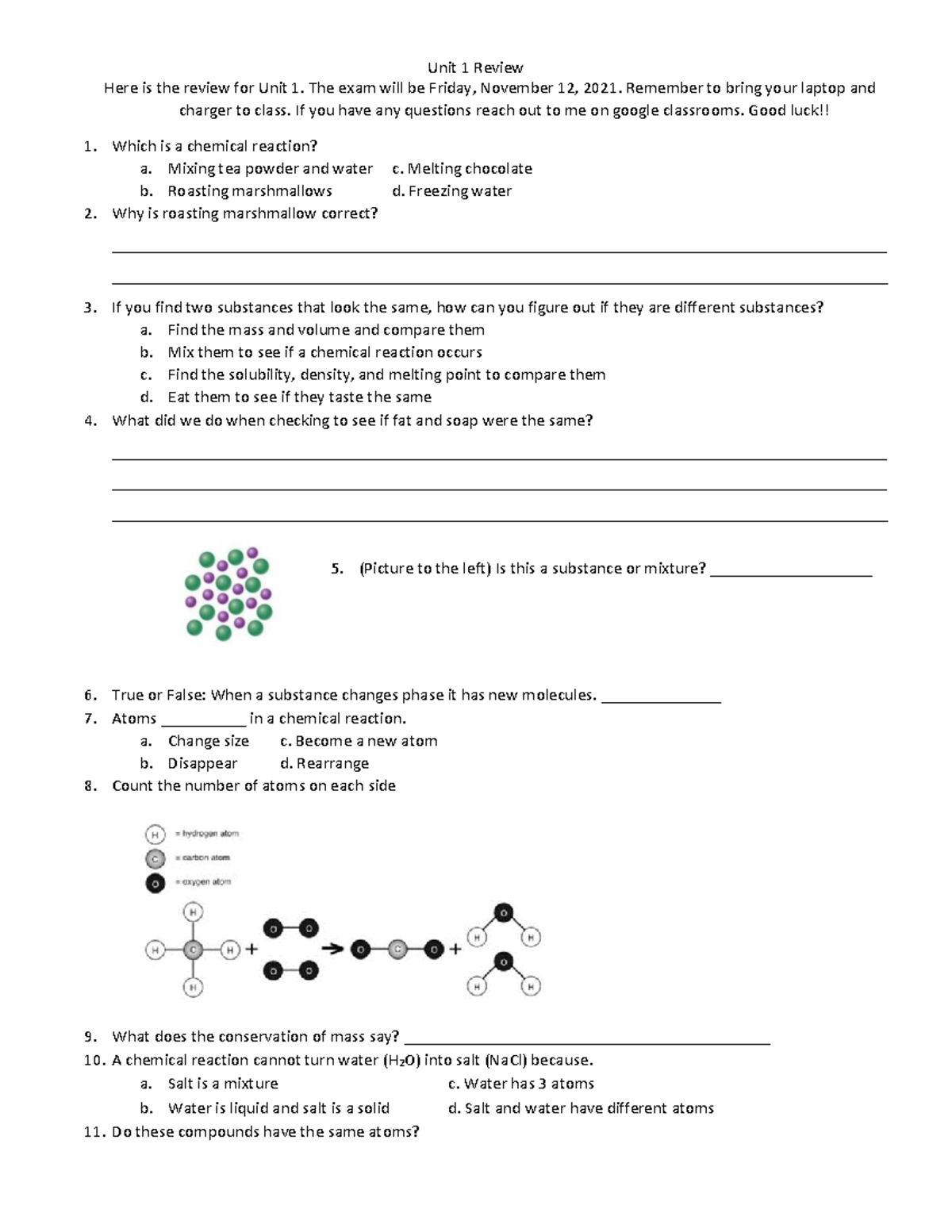 Unit 1 Review - Unit 1 Review Here is the review for Unit 1. The exam ...