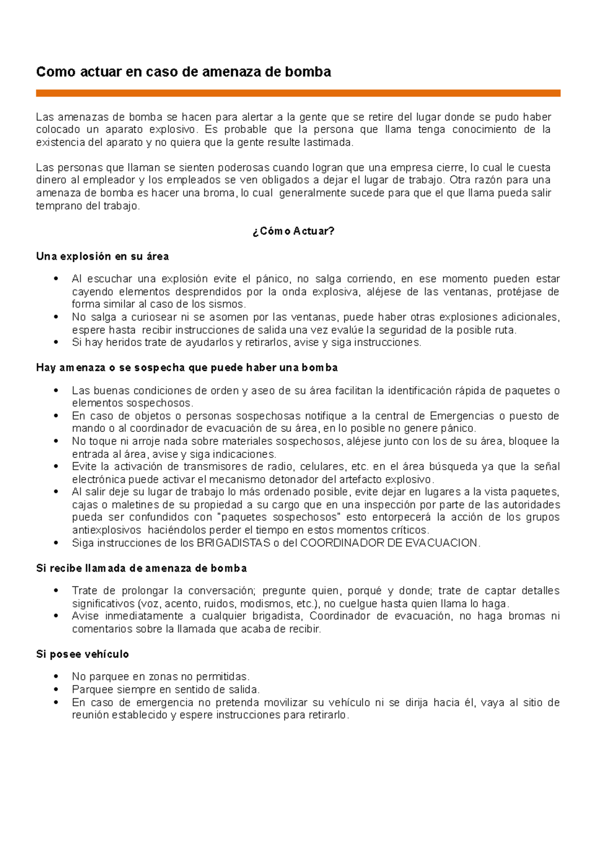 29 como actuar en caso de amenaza de bomba - Como actuar en caso de ...