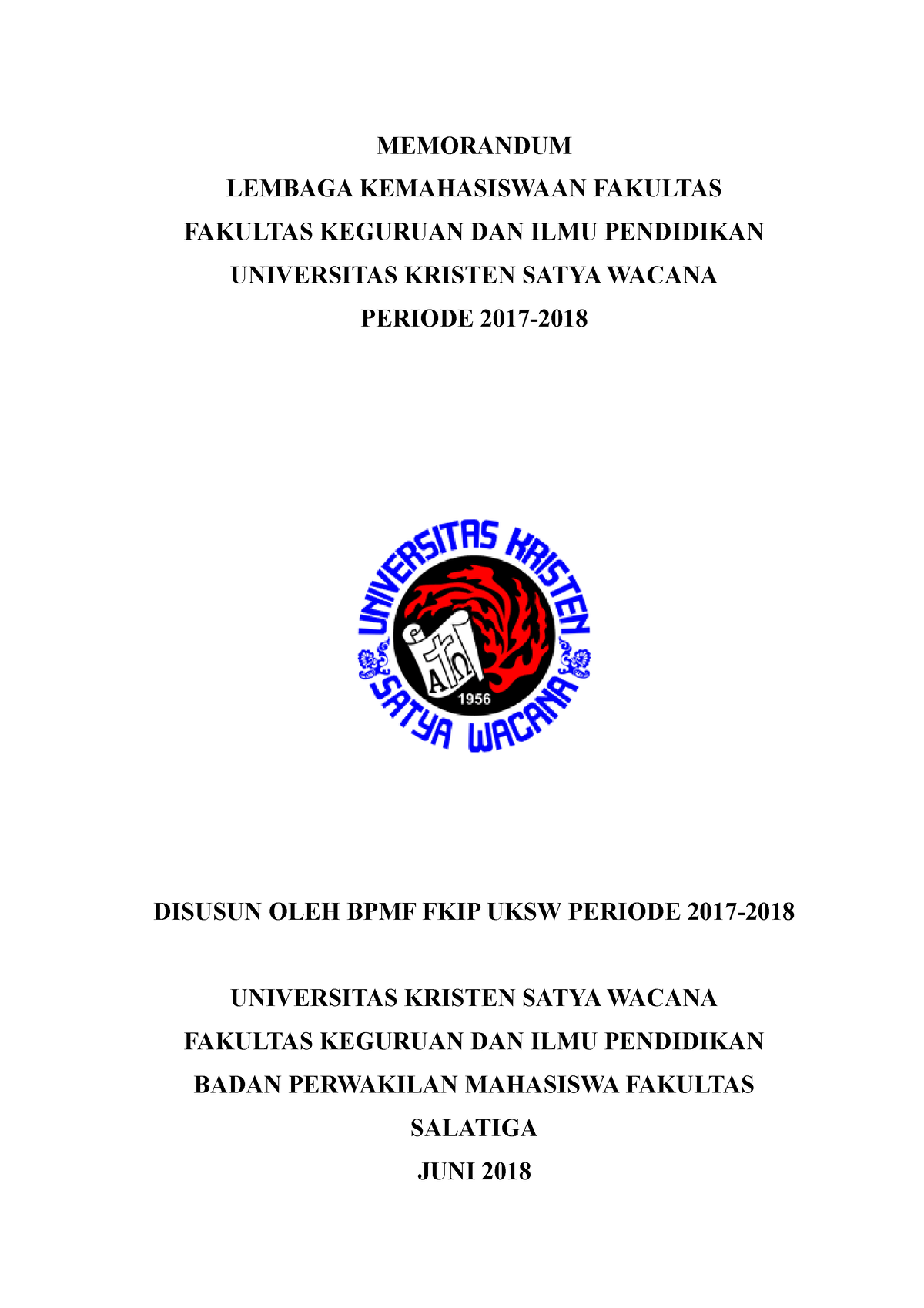 Memorandum BPMF FKIP UKSW - MEMORANDUM LEMBAGA KEMAHASISWAAN FAKULTAS ...