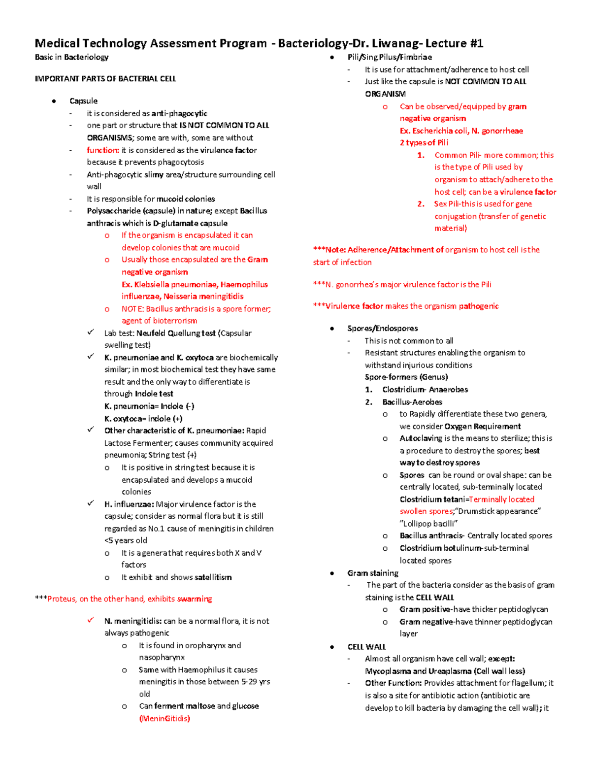 Introduction to Clinical bacteriology Basic in Bacteriology IMPORTANT