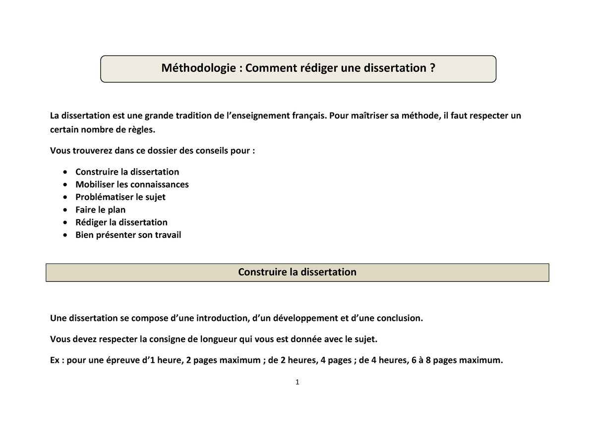 Méthodologie Rédiger Une Dissertation - La Dissertation Est Une Grande ...