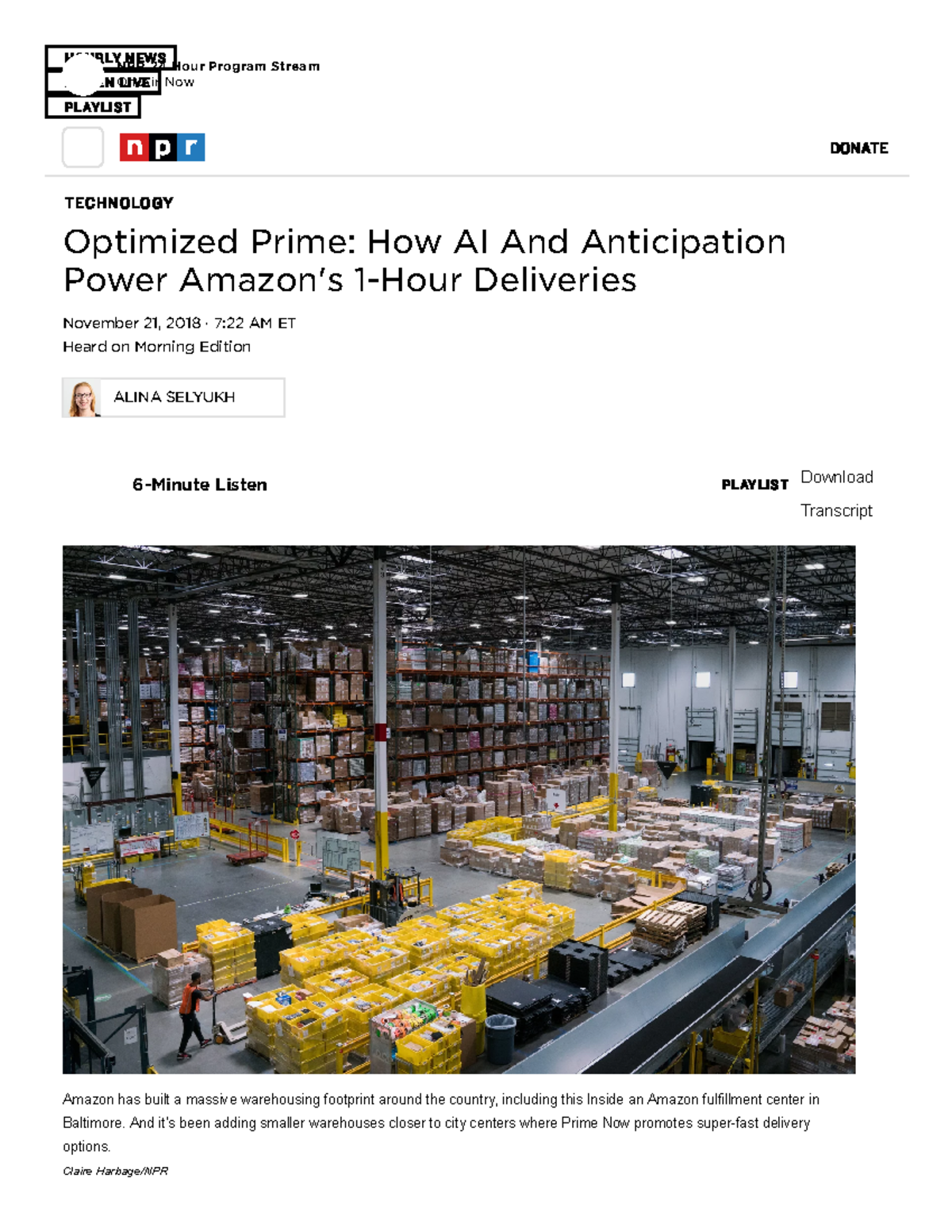 Amazon Prime How AI And Forecasting Power OneHour Deliveries NPR
