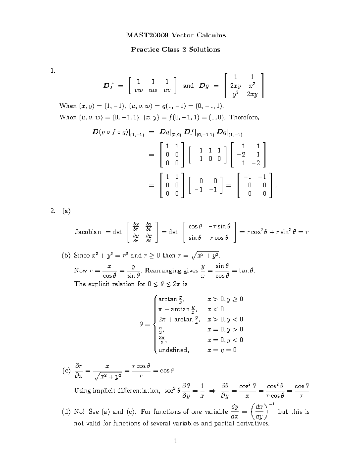 MAST20009 Practice Class 2 Tutorial Sheet Solutions - MAST20009 Vector ...