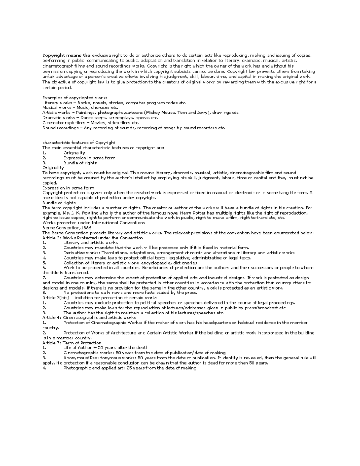Copy wright - Important question in IPR2 - Copyright means the ...
