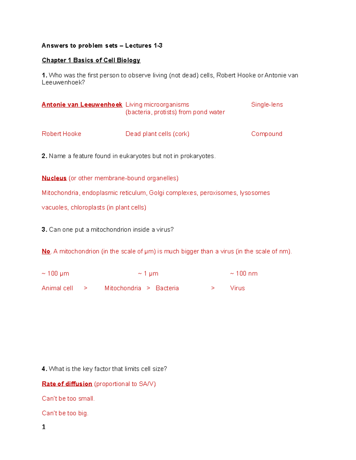 Answer key problem sets 1 and 2-1 - Answers to problem sets – Lectures ...