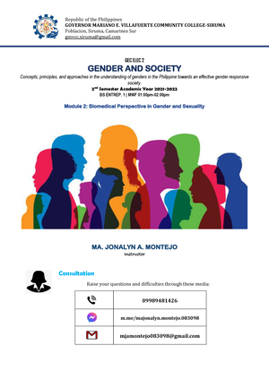 Gender And Society Module 1 (BS Entrep) - Republic Of The Philippines ...