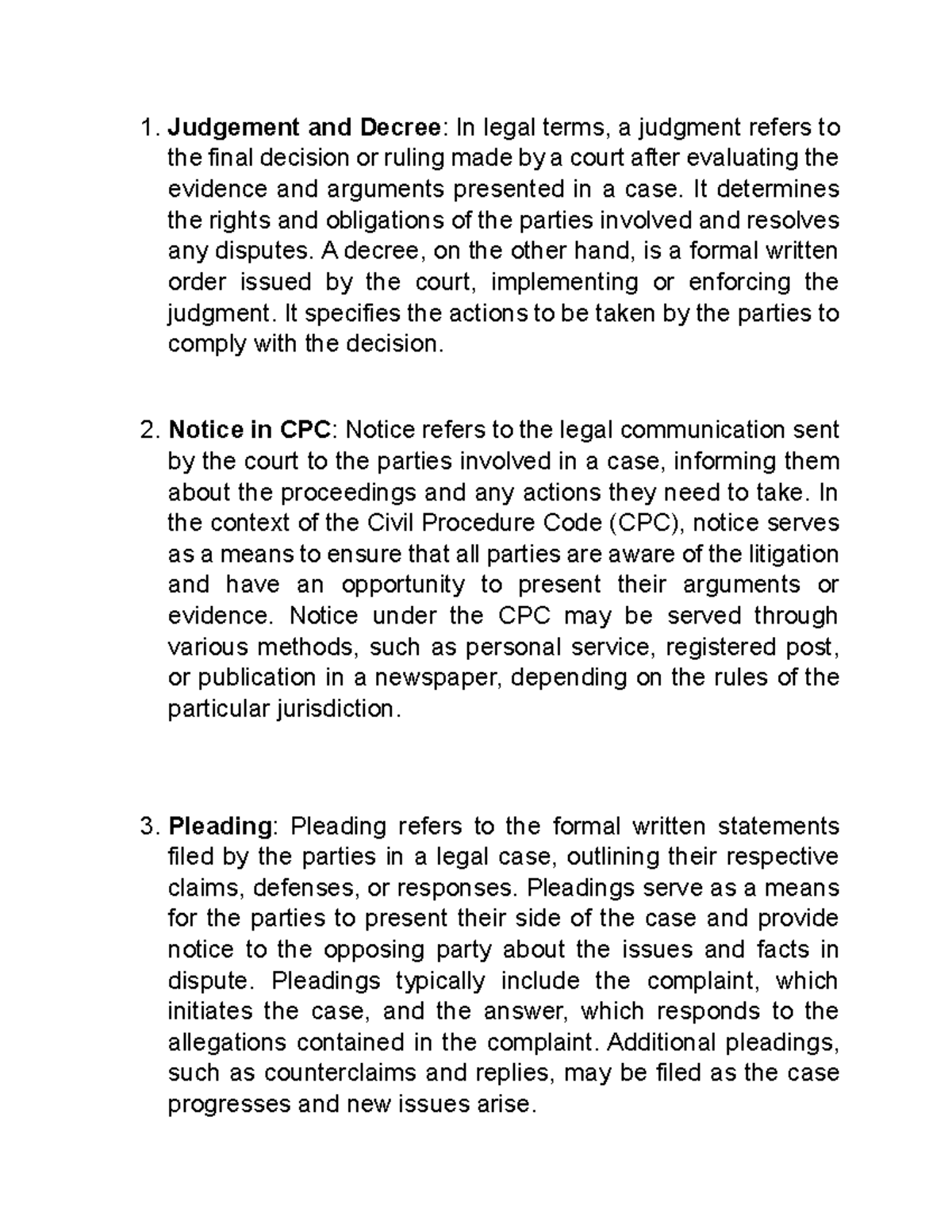CPC Internal Sem IV Judgement And Decree In Legal Terms A Judgment