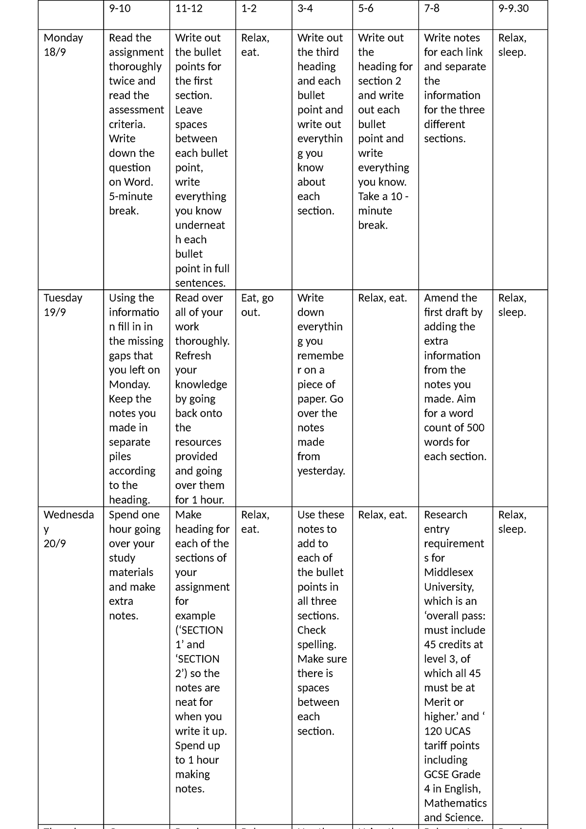 2 week timetable for section 4 2195151 839 - 9-10 11-12 1-2 3-4 5-6 7-8 ...