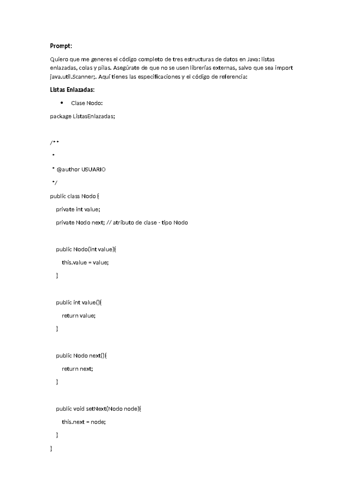 Prompt - Prompt: Quiero que me generes el código completo de tres ...