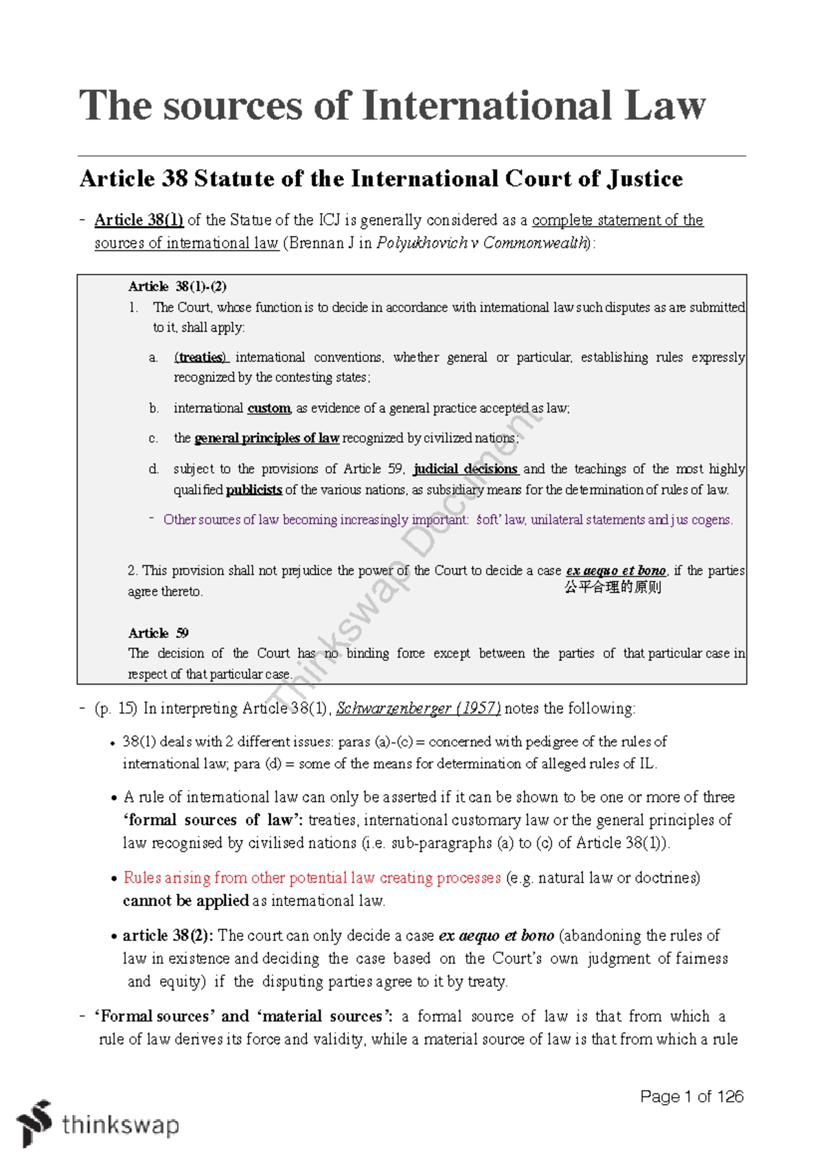 Public international law notes - The sources of International Law ...