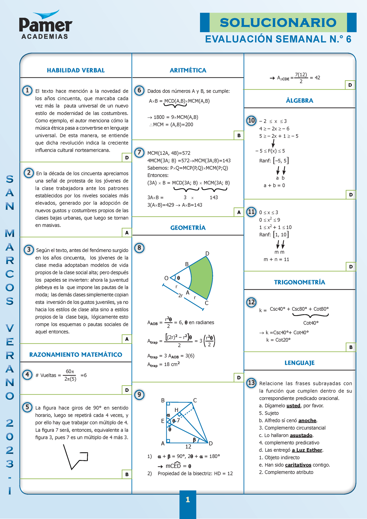 Solucionario EVA 6 - BEA - S A N M A R C O S V E R A N O 2 0 2 3 - I ...