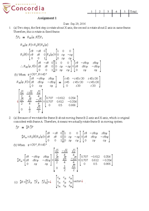 Introduction to Robotics Mechanics and Control Assignment 2 - ENGR6411 ...