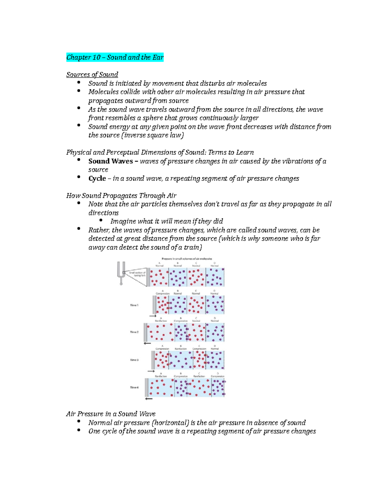 Chapter 10 - Sound and the Ear - Key textbook points - Chapter 10 ...