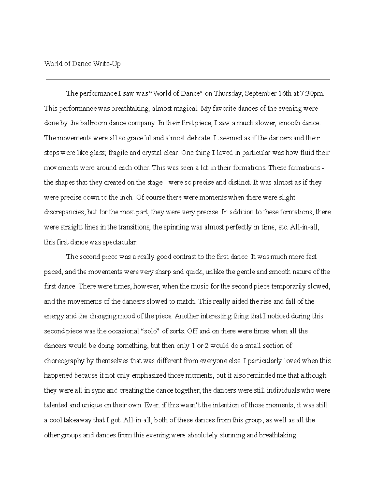World of Dance Write-Up - This performance was breathtaking; almost ...