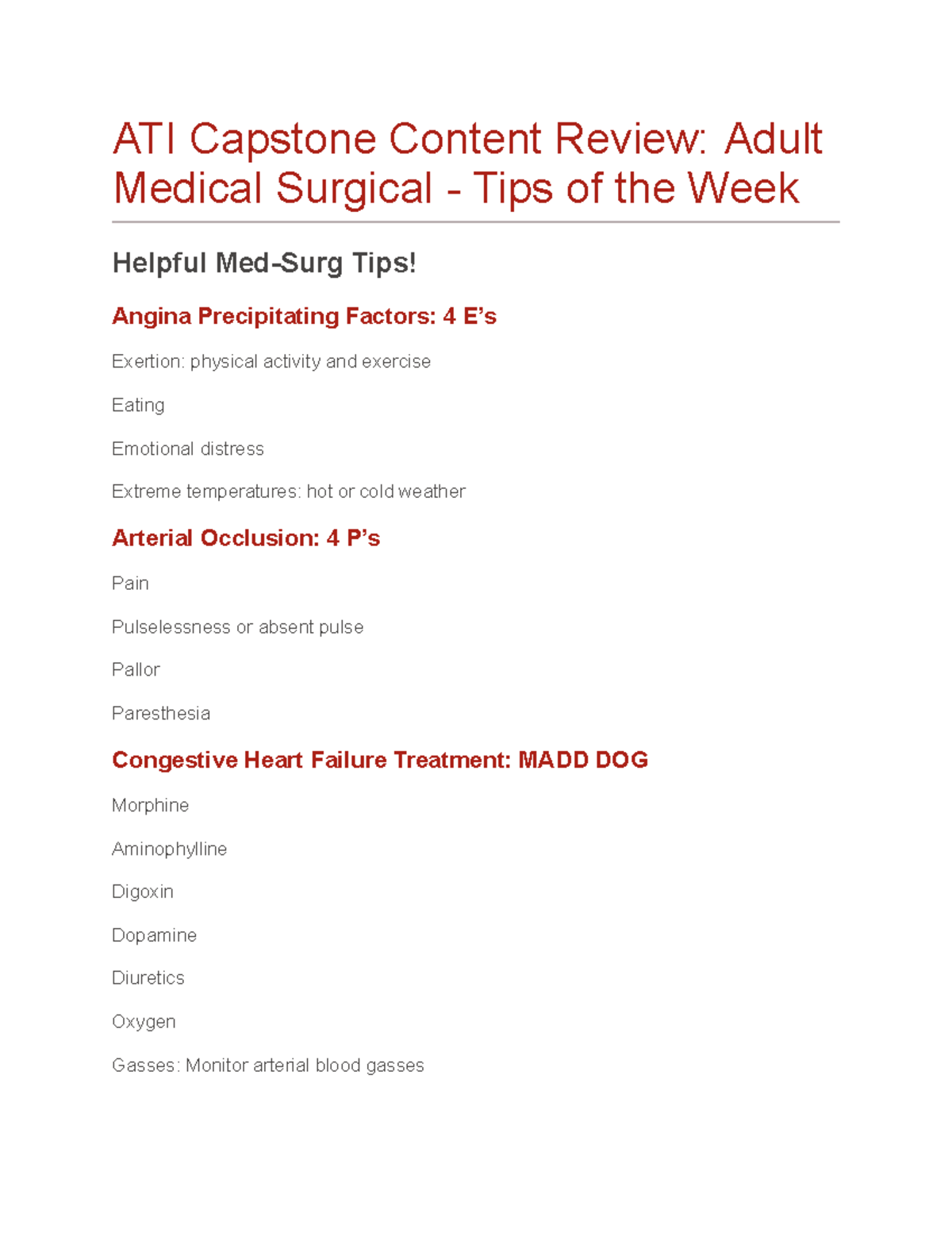 Medical Surgical Capstone ATI ATI Capstone Content Review Adult