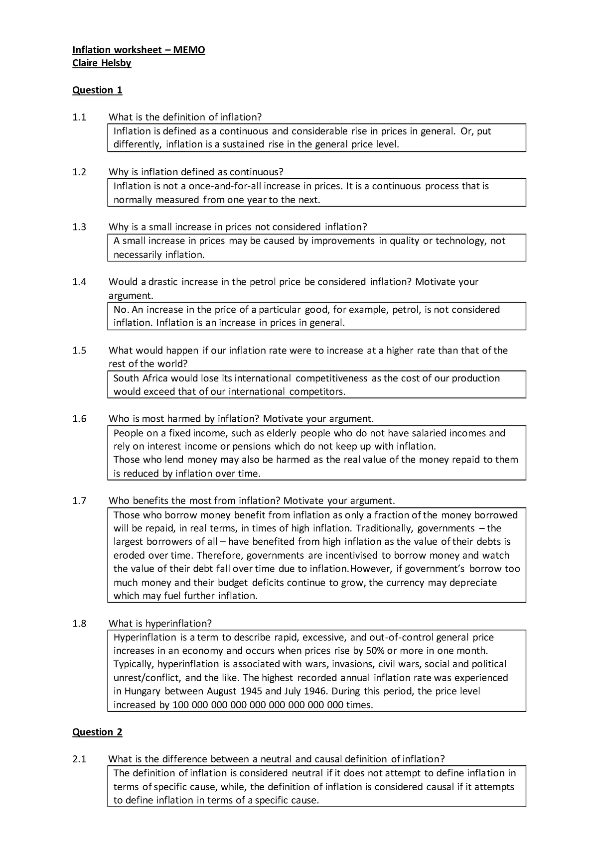 Economics-inflation - Inflation - Inflation worksheet – MEMO Claire ...