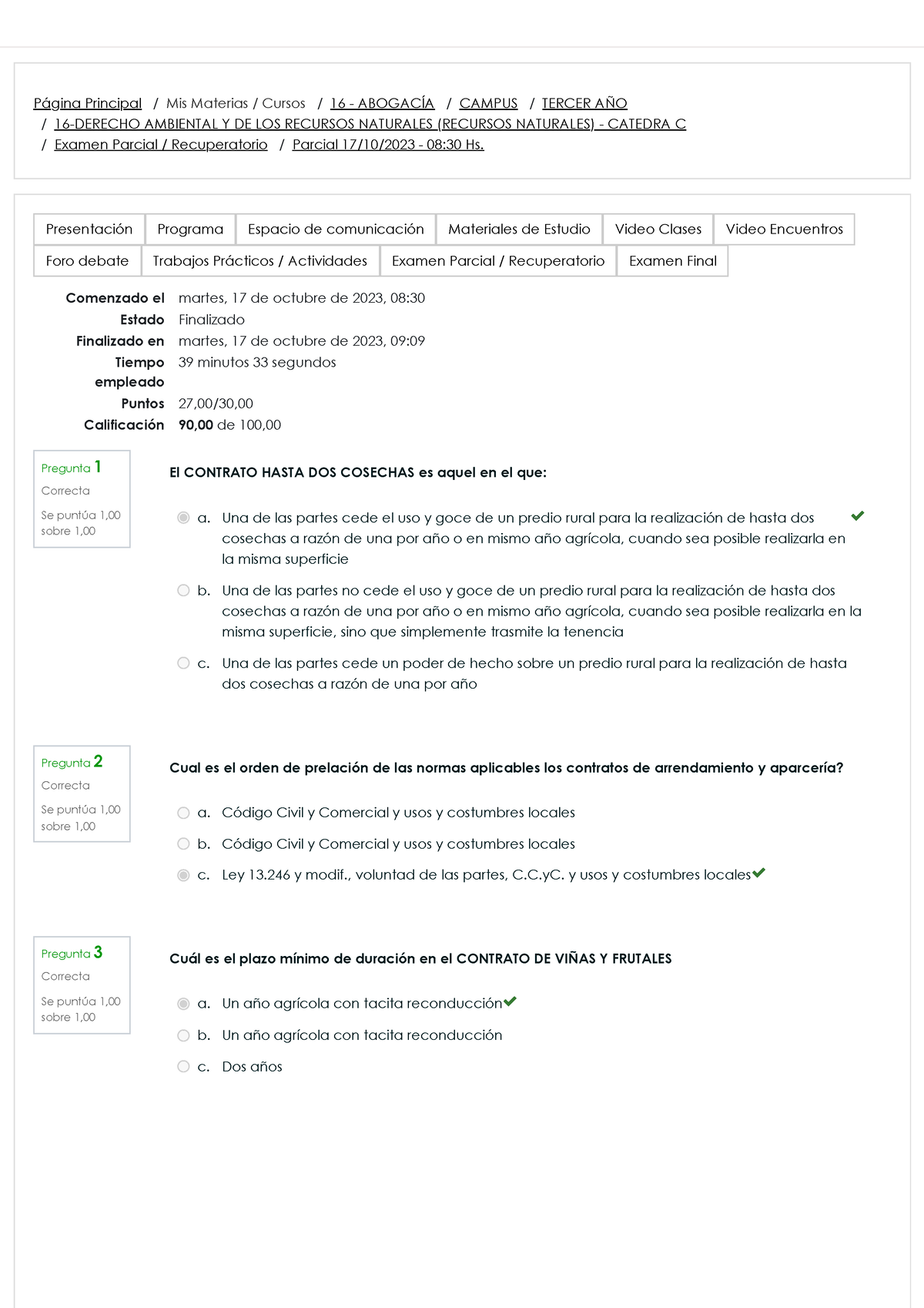 Parcial Derecho Ambiental Catedra C - Página Principal / Mis Materias ...