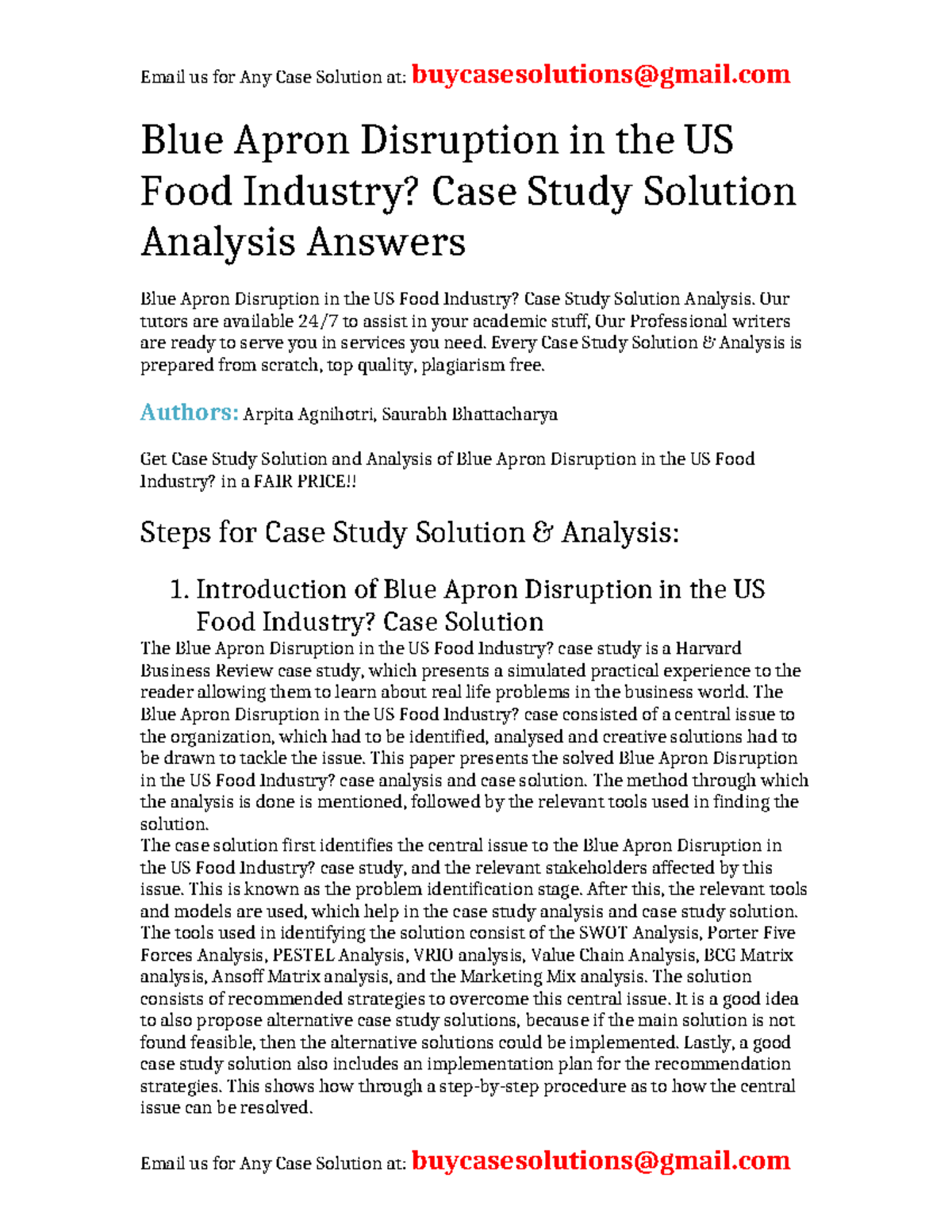 Case Solution Blue Apron Disruption in the US Food Industry Blue