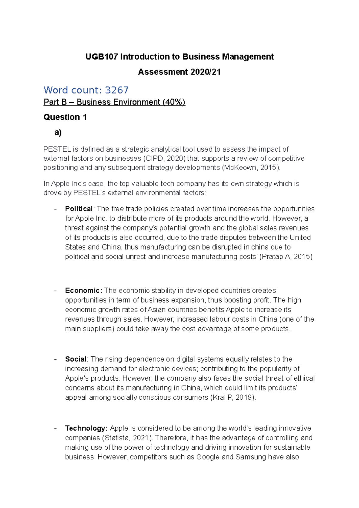 UGB107 Assignment - Introduction to Business Management - UGB107 ...