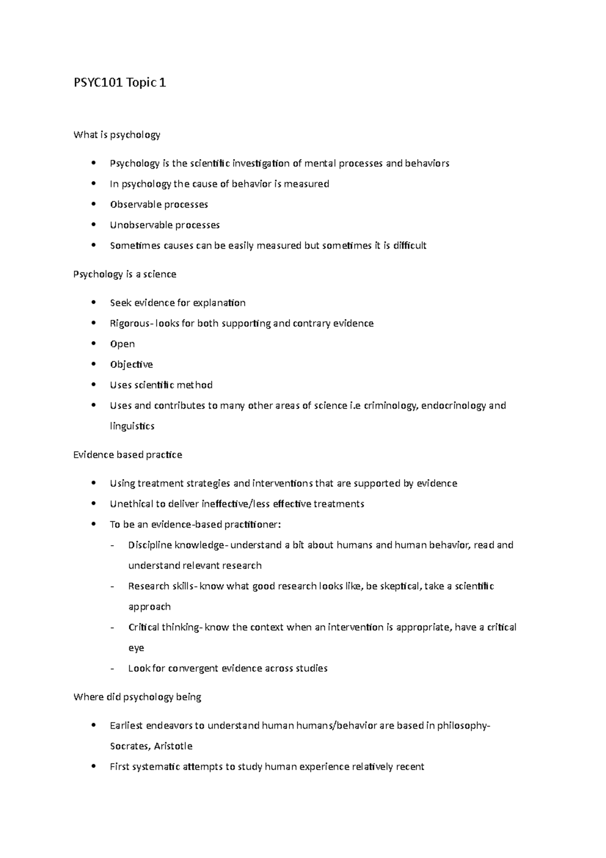 PSYC101 Topic 1 - What is psychology - PSYC101 Topic 1 What is ...