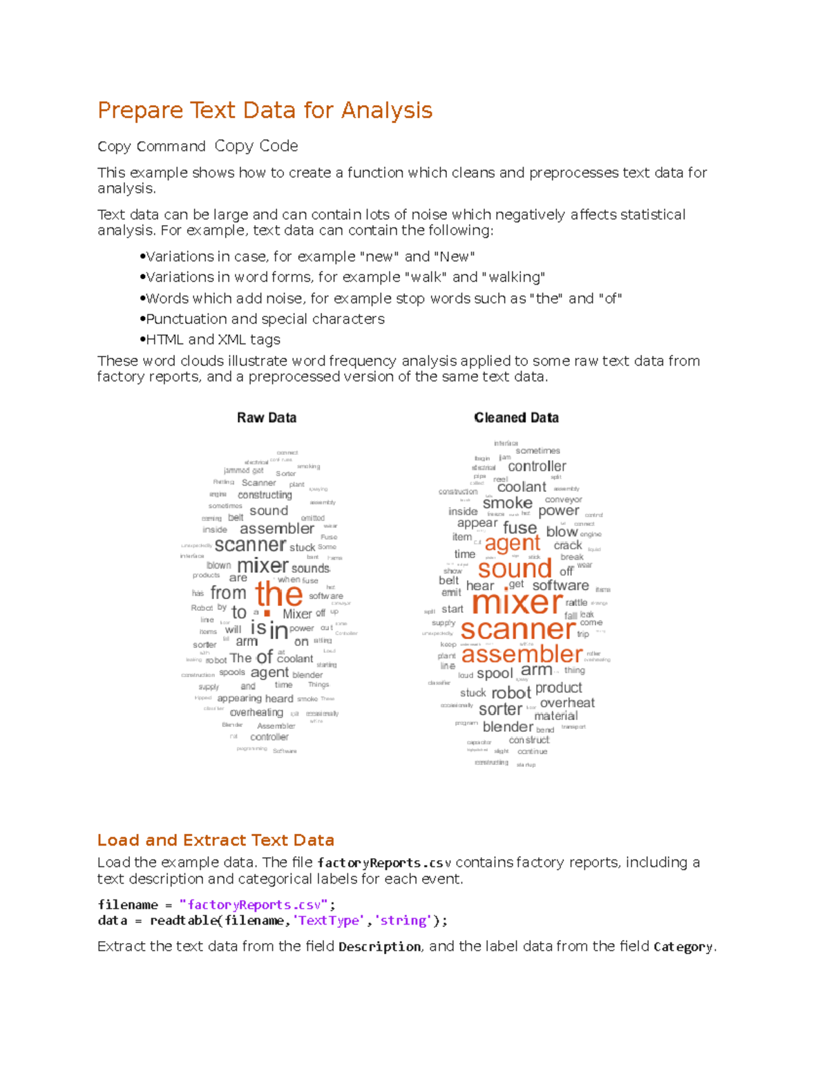 Bow matlab work - Prepare Text Data for Analysis Copy Command Copy Code ...