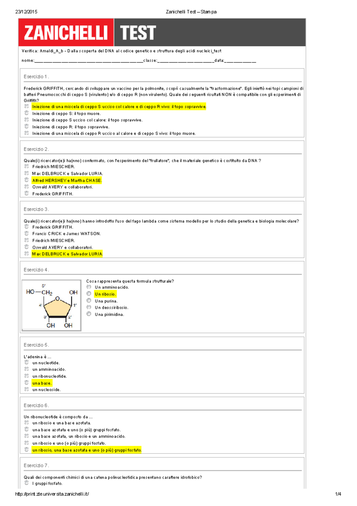 Zanichelli Test Biologia Molecolare - Verifica: Amaldi_A_b - Dalla ...