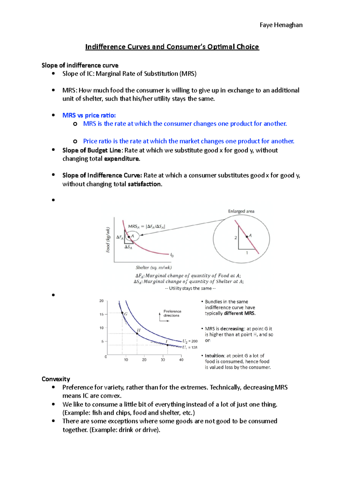 Indifference Curves and Consumer Optimal Choice - MRS vs price ratio: o ...