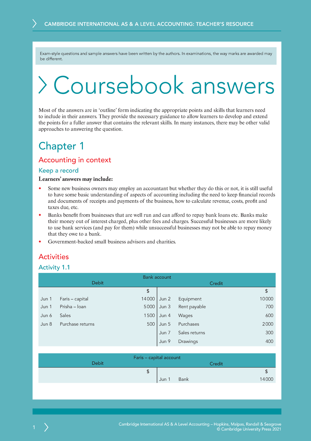 Chapter 1 Answers - Beta Alpha - 1 Cambridge International AS & A Level ...