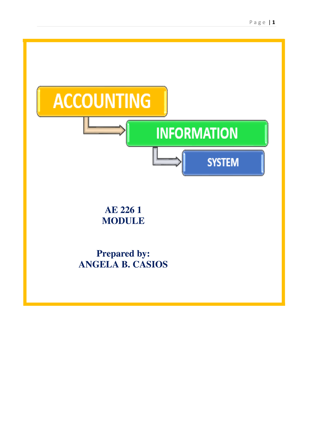 Module 1 - AIS - ACCOUNTING MATERIALS - AE 226 1 MODULE Prepared by ...